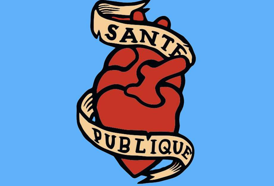 Bild eines Herzens mit Banderole auf der Santé publique steht